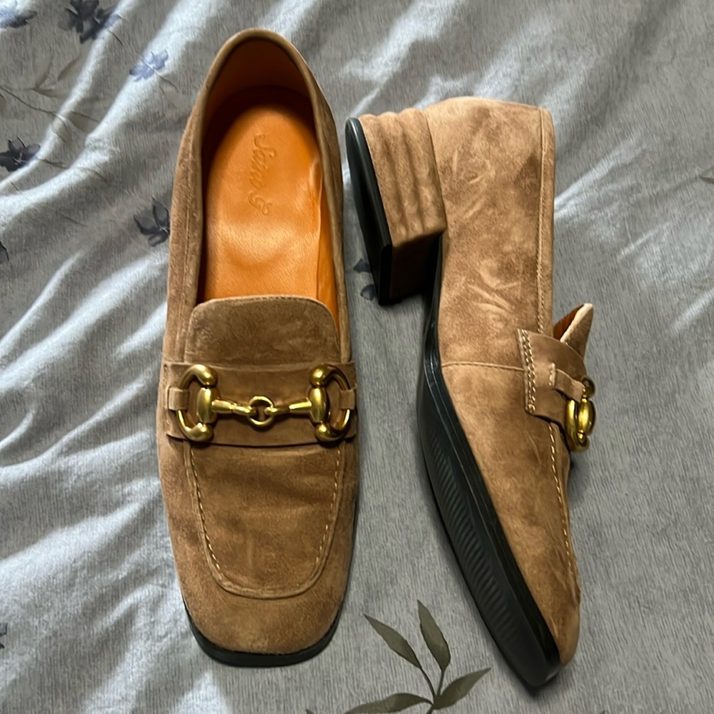 SAINT G | Jenny Taupe Suede horsebit loafer